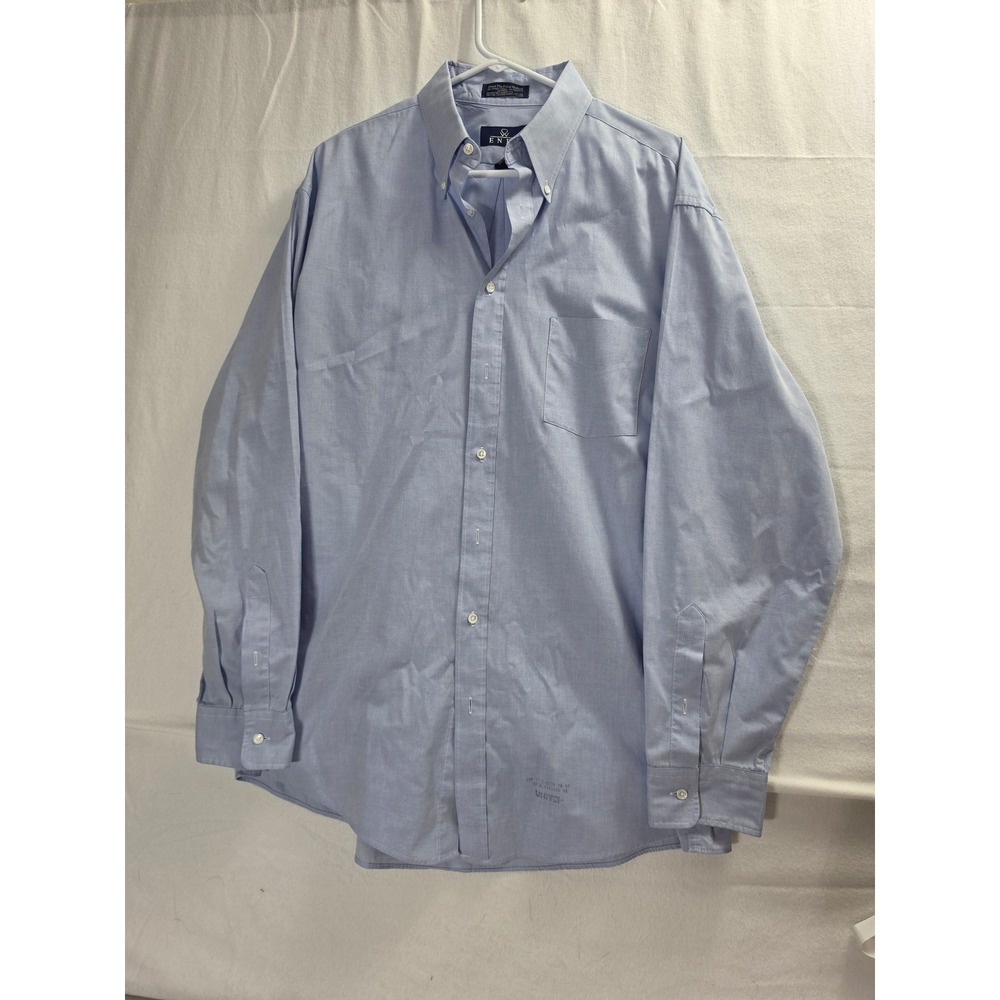 Enro Pima Pin-Point Oxford Shirt Mens 17.5 37 Tall Light Blue Button Down USA
